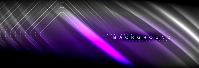 Neon glowing fluid wave lines, magic energy space light concept, abstract background wallpaper design