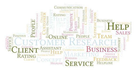 Customer Research word cloud.