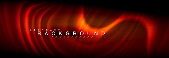 Neon glowing fluid wave lines, magic energy space light concept, abstract background wallpaper design