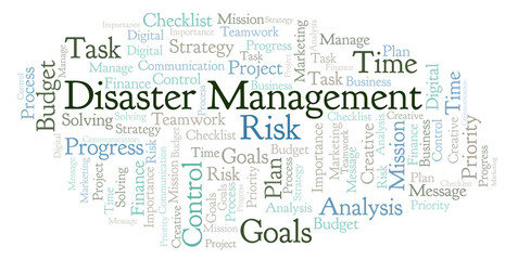 Fototapeta premium Disaster Management word cloud, made with text only.