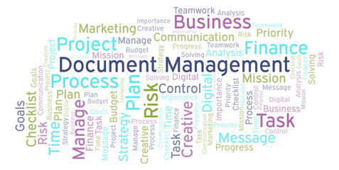 Obraz premium Document Management word cloud, made with text only.