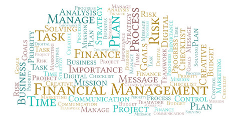 Financial Management word cloud, made with text only.