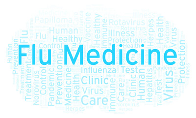 Flu Medicine word cloud, made with text only.