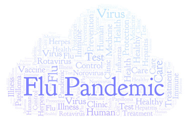 Obraz premium Flu Pandemic word cloud, made with text only.
