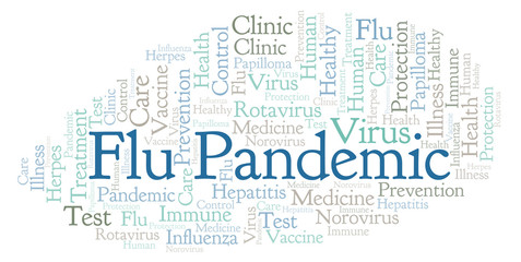Fototapeta premium Flu Pandemic word cloud, made with text only.
