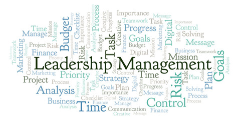 Fototapeta premium Leadership Management word cloud, made with text only.