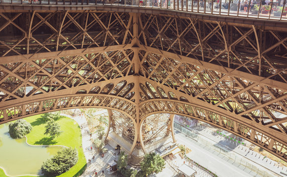 closeup architecture of eiffel tower