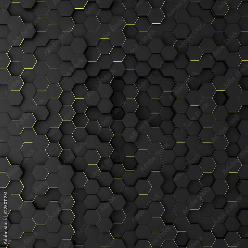 Poster abstract technological hexagonal background. 3d render