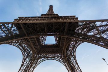 closeup architecture of eiffel tower