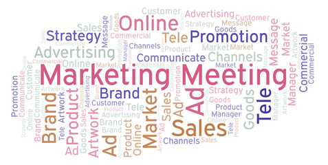 Word cloud with text Marketing Meeting.