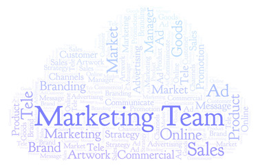 Word cloud with text Marketing Team.