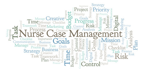 Fototapeta na wymiar Nurse Case Management word cloud, made with text only.