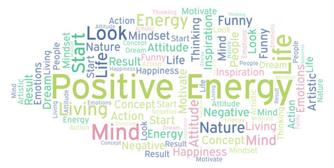 Positive Energy word cloud, made with text only.