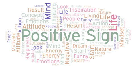 Fototapeta premium Positive Sign word cloud, made with text only.