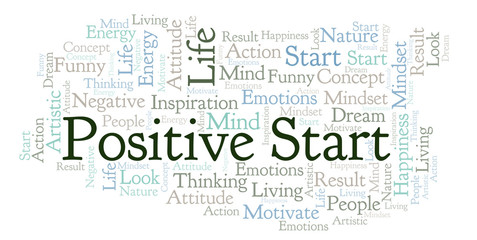 Fototapeta premium Positive Start word cloud, made with text only.
