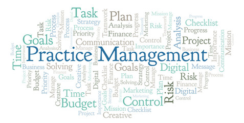 Fototapeta premium Practice Management word cloud, made with text only.