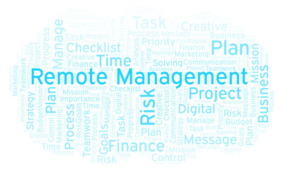 Remote Management word cloud, made with text only.