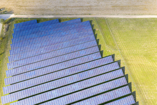 Renewable energy - solar panels on a field