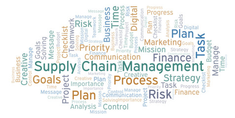 Supply Chain Management word cloud, made with text only.