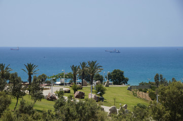 Park Ashdod-Yam, in the city Ashdod, Israel. View of the Mediterranean Sea
