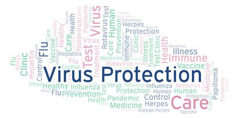 Fototapeta premium Virus Protection word cloud, made with text only.