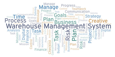 Obraz premium Warehouse Management System word cloud, made with text only.