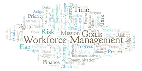 Fototapeta na wymiar Workforce Management word cloud, made with text only.