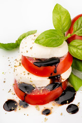 mozzarella and tomato with basil and balsamic glaze