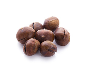 Chestnuts on white background.