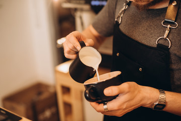 Barista making coffee
