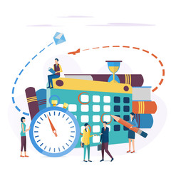 The concept of business planning. Planning the performance of a business task. The time of the business project. Vector illustration in flat style.
