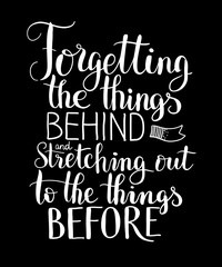 Inspirational biblical quote white chilk poster on dark background