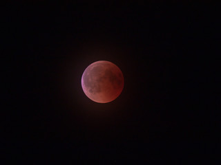 Total eclipse of the moon. Lunar eclipse 27. July 2018. Moon eclipse 2018. Red moon on the sky.