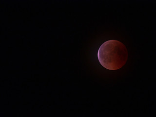 Total eclipse of the moon. Lunar eclipse 27. July 2018. Moon eclipse 2018. Red moon on the sky.