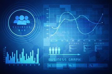 2d rendering Stock market online business concept. business Graph 