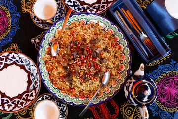 pomegranate pilaf and meat