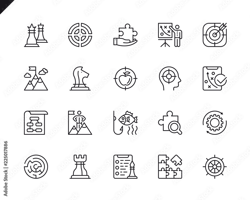 Aufkleber simple set of business strategy related vector line icons. linear pictogram pack. editable stroke. 4
