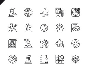 Simple Set of Business Strategy Related Vector Line Icons. Linear Pictogram Pack. Editable Stroke. 48x48 Pixel Perfect Icons.