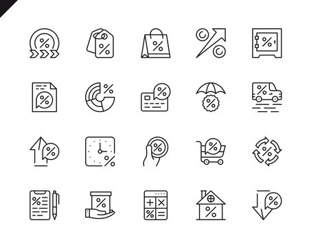 Simple Set of Loan Money Related Vector Line Icons. Linear Pictogram Pack. Editable Stroke. 48x48 Pixel Perfect Icons.