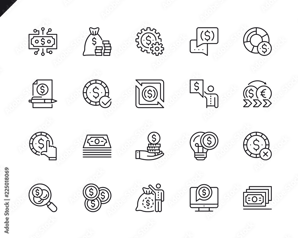 Leinwandbilder simple set of money related vector line icons. linear pictogram pack. editable stroke. 48x48 pixel p