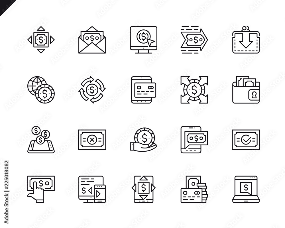 Aufkleber simple set of payment related vector line icons. linear pictogram pack. editable stroke. 48x48 pixel