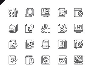 Simple Set of Technical Documentation Related Vector Line Icons. Linear Pictogram Pack. Editable Stroke. 48x48 Pixel Perfect Icons.