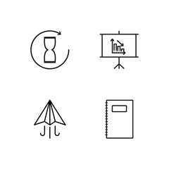 business simple outlined icons set