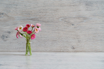 Summer creative still life in minimal style. White and pink Marg