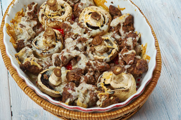 Baked mushrooms with minced meat