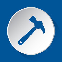 claw hammer - simple blue icon on white button