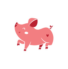 vector single pig character on white background