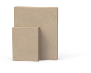 Two cardboard product boxes isolated on white background mockup.