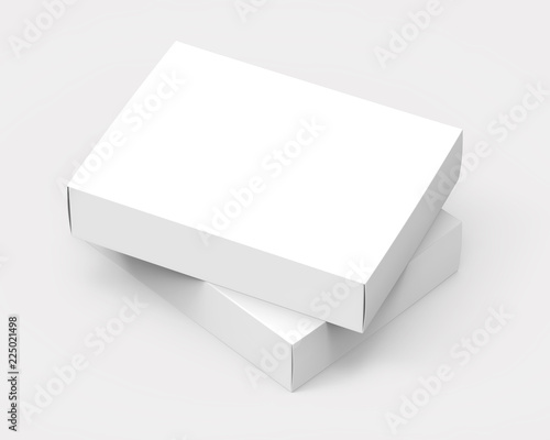 Download Two Glossy Paper White Product Boxes Isolated On White Background Mockup Wall Mural Vartik