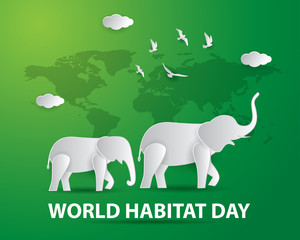 world habitat day illustration world habitat day illustration vector world habitat day paper art illustration vector